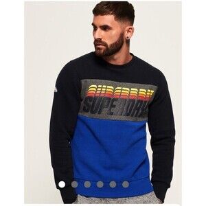 Superdry  MENS Vintage Y2k Super drop Pop Panel  Crew SWEATSHIRT- XL